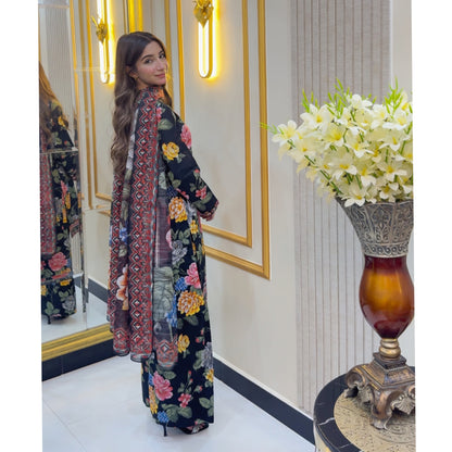 UA-77 Embroidered Self Jacquard Cotton with trending farshi shalwar 3 Pc Pakistani Dress | Ready to wear | UMNAA