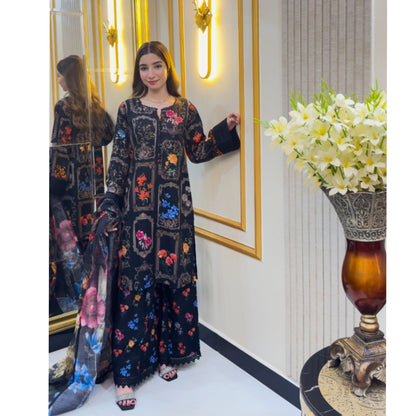 UA-77 Embroidered Self Jacquard Cotton with trending farshi shalwar 3 Pc Pakistani Dress | Ready to wear | UMNAA