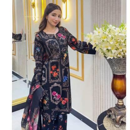 UA-77 Embroidered Self Jacquard Cotton with trending farshi shalwar 3 Pc Pakistani Dress | Ready to wear | UMNAA