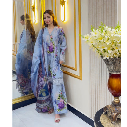 UA-77 Embroidered Self Jacquard Cotton with trending farshi shalwar 3 Pc Pakistani Dress | Ready to wear | UMNAA