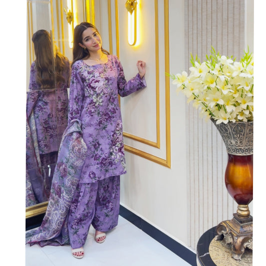 UA-77 Embroidered Self Jacquard Cotton with trending farshi shalwar 3 Pc Pakistani Dress | Ready to wear | UMNAA