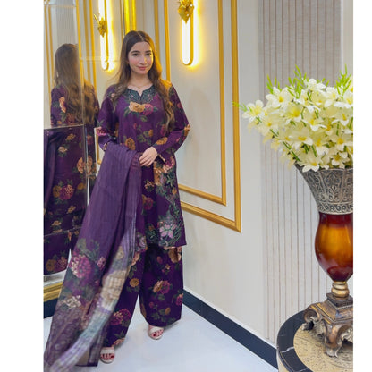 UA-77 Embroidered Self Jacquard Cotton with trending farshi shalwar 3 Pc Pakistani Dress | Ready to wear | UMNAA