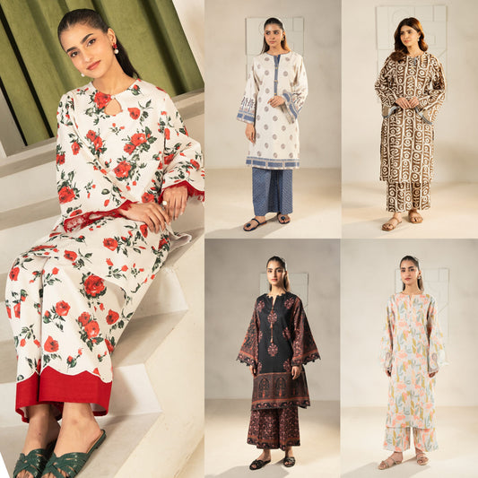 2 Pc Printed Lawn Co-Ords Set ready to wear Dress | Summer Wear | Tana bana
