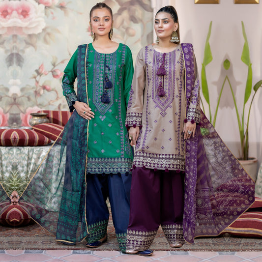 KC-1452 Trendy farshi Shalwar Embroidered Cotton Collection Ready to Wear 3 Pc - Karma Collection