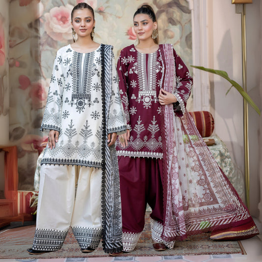 KC-1453 Trendy farshi Shalwar Embroidered Cotton Collection Ready to Wear 3 Pc - Karma Collection