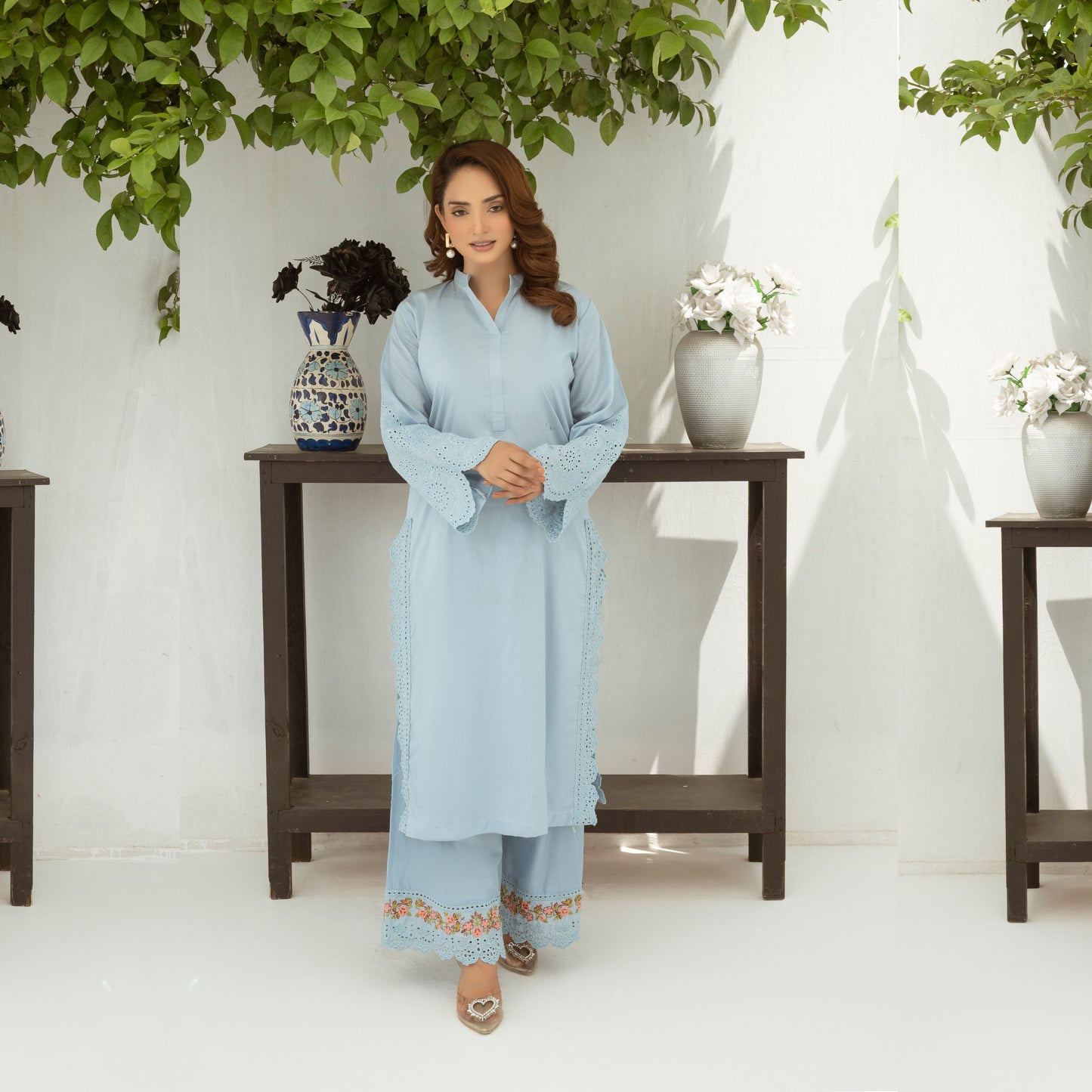 2 Pc Embroidered Cotton Pakistani Co-Ords Set | Summer Wear| Umnaa