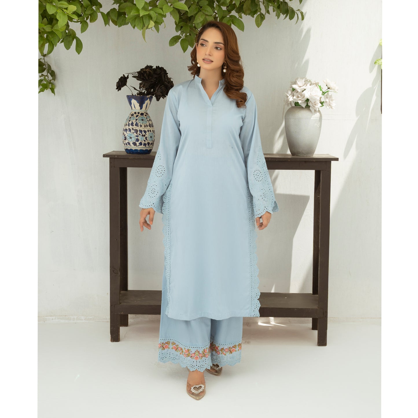 2 Pc Embroidered Cotton Pakistani Co-Ords Set | Summer Wear| Umnaa