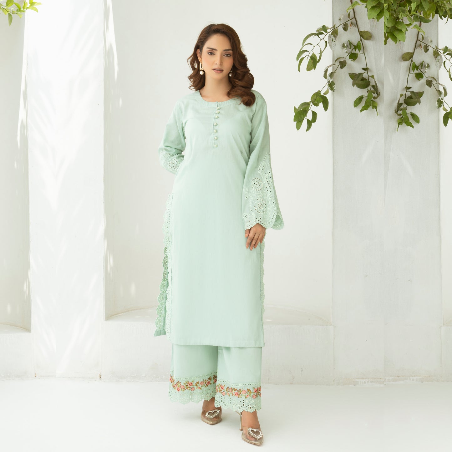 2 Pc Embroidered Cotton Pakistani Co-Ords Set | Summer Wear| Umnaa