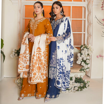 UA-83 Embroidered Cambric Cotton Ready to wear Dress | Umnaa