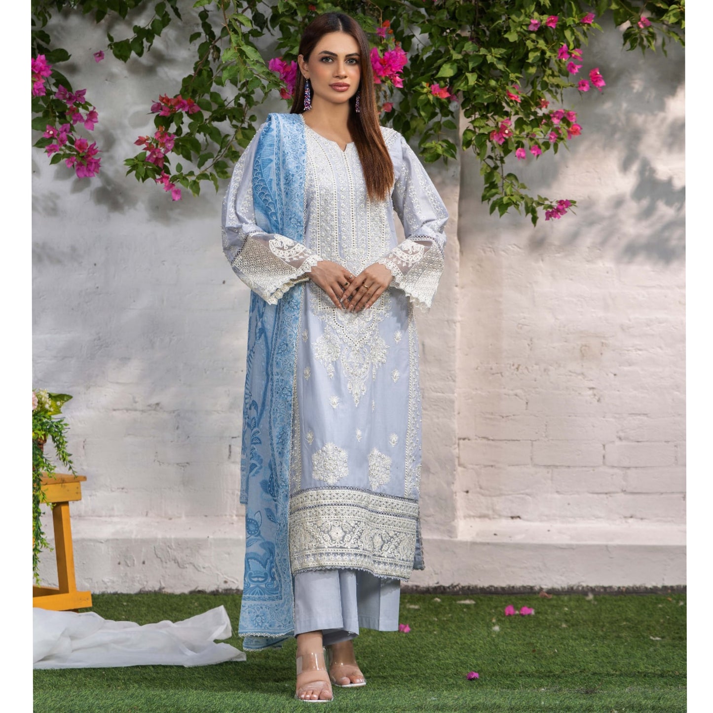 UTT-05 Embroidered Cambric Cotton 3 Pc Ready to wear Collection | Traditional Thread