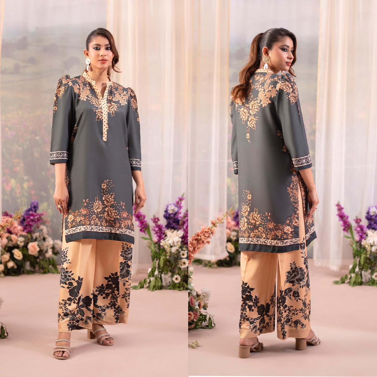 RA-18 Printed Poly Lawn Summer Co-Ords Set  |Ready to Wear | Raniya.h