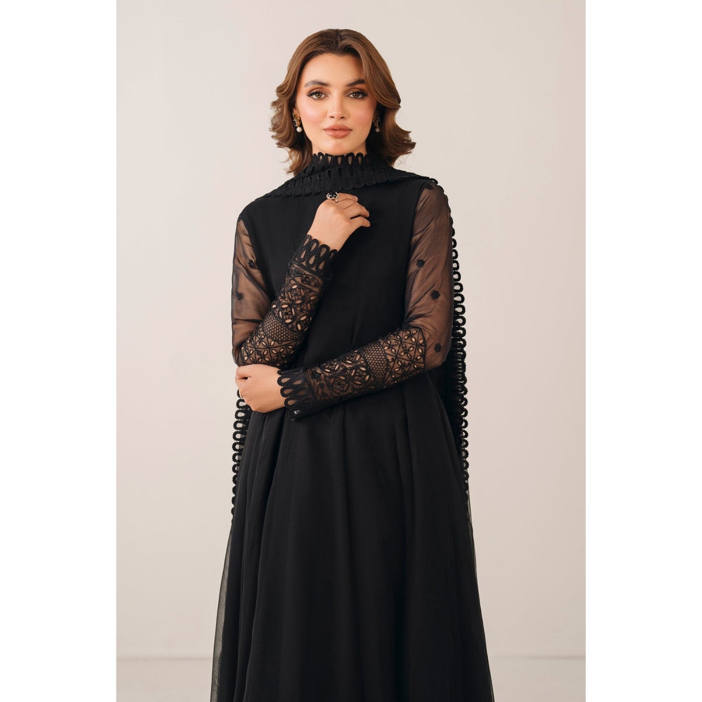 UA-97 Luxury Embroidered Chiffon Frock Collection 3 Pc | Ready to Wear | Umnaa
