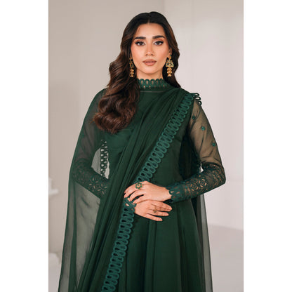 UA-97 Luxury Embroidered Chiffon Frock Collection 3 Pc | Ready to Wear | Umnaa