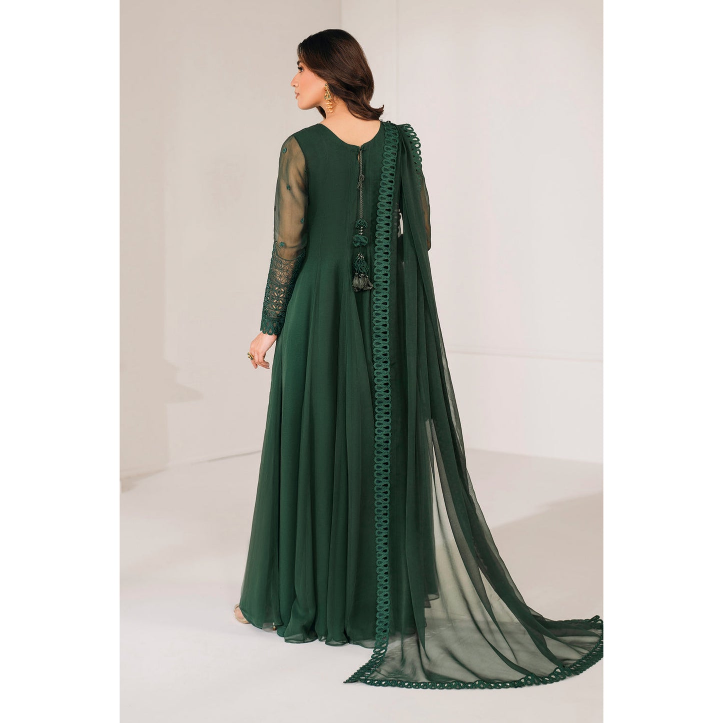 UA-97 Luxury Embroidered Chiffon Frock Collection 3 Pc | Ready to Wear | Umnaa