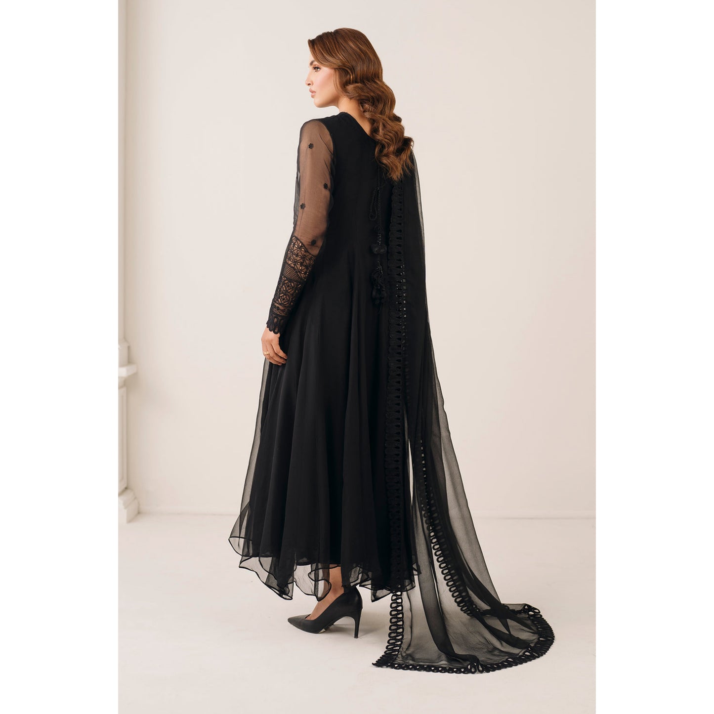 UA-97 Luxury Embroidered Chiffon Frock Collection 3 Pc | Ready to Wear | Umnaa