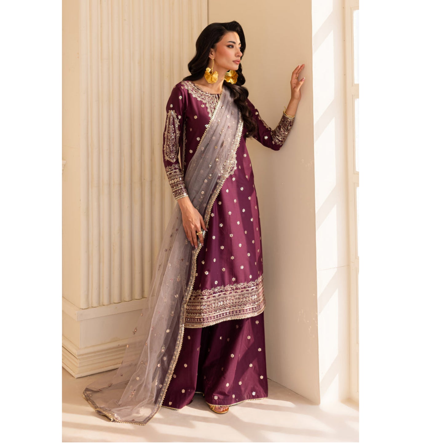 UA-98 Luxury Embroidered Cotton Collection 3 Pc | Ready to Wear | Umnaa