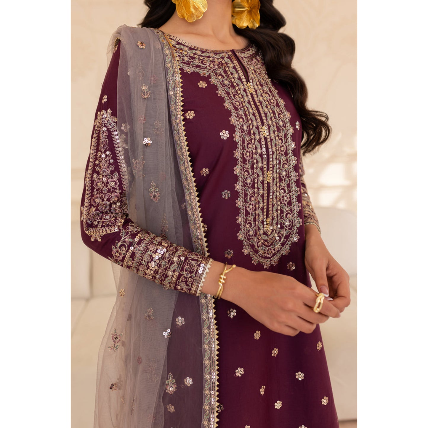 UA-98 Luxury Embroidered Cotton Collection 3 Pc | Ready to Wear | Umnaa