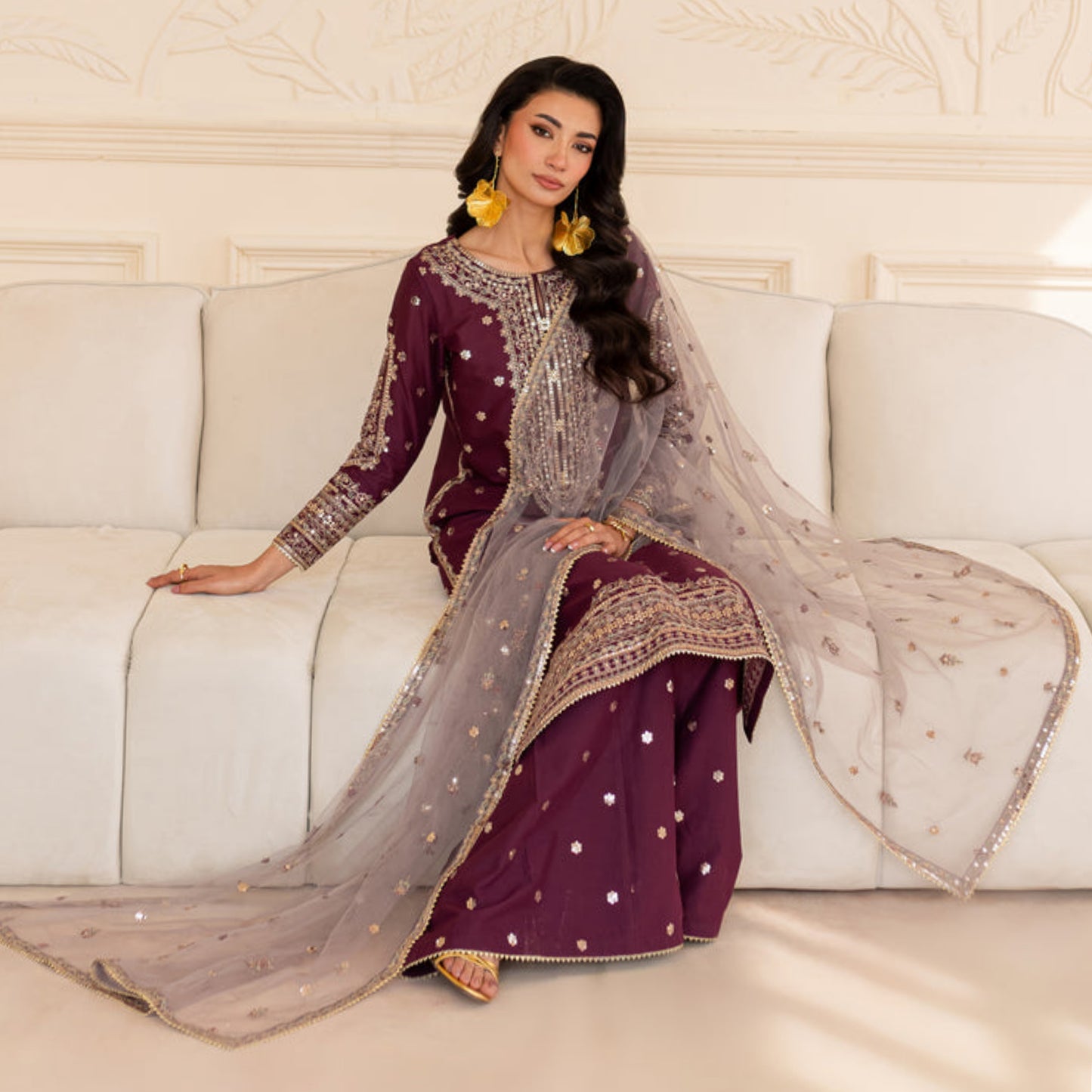 UA-98 Luxury Embroidered Cotton Collection 3 Pc | Ready to Wear | Umnaa