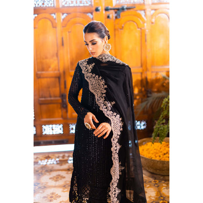 UA-101 Azure Inspired Embroidered Chiffon 3 Pc Dress | UMNAA
