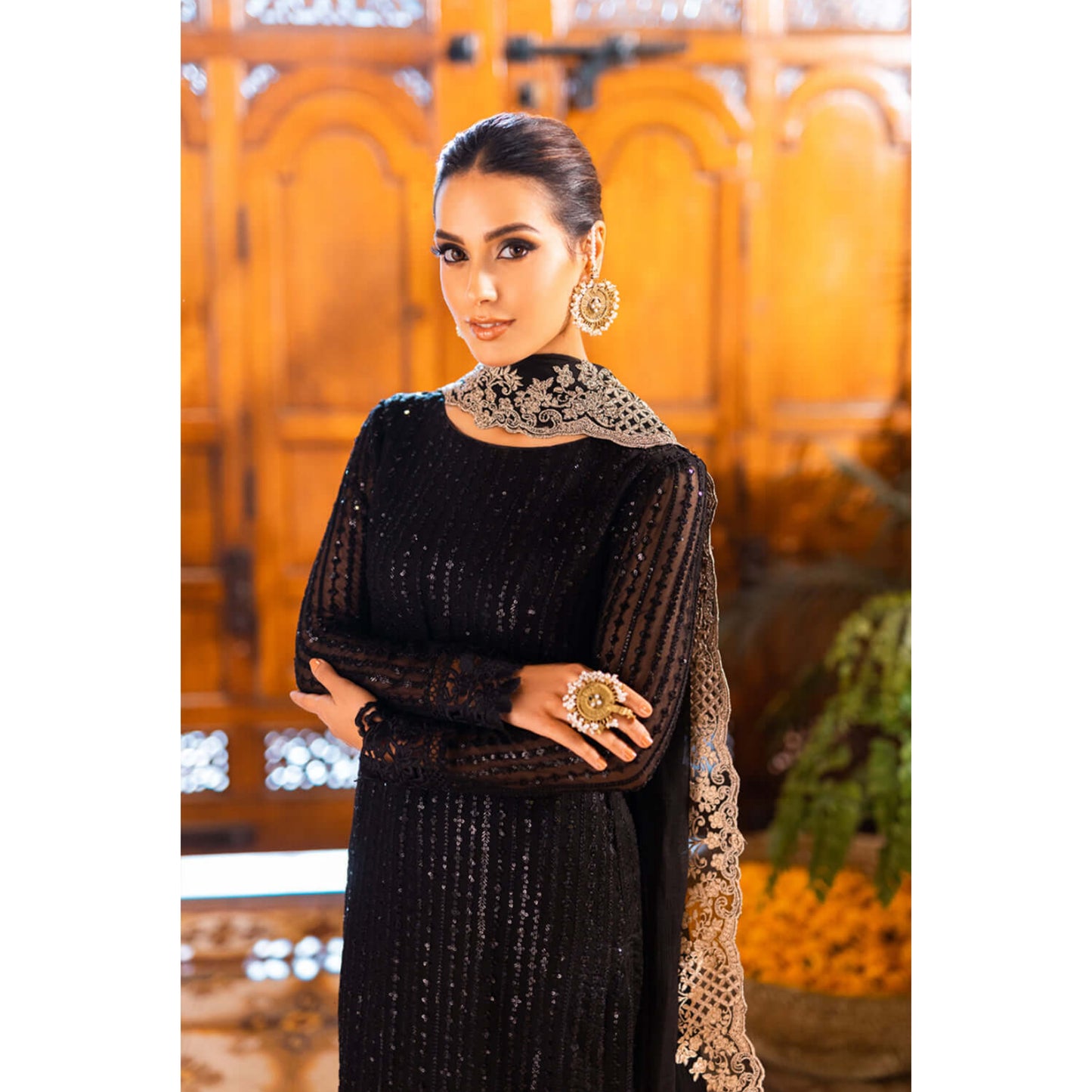 UA-101 Azure Inspired Embroidered Chiffon 3 Pc Dress | UMNAA