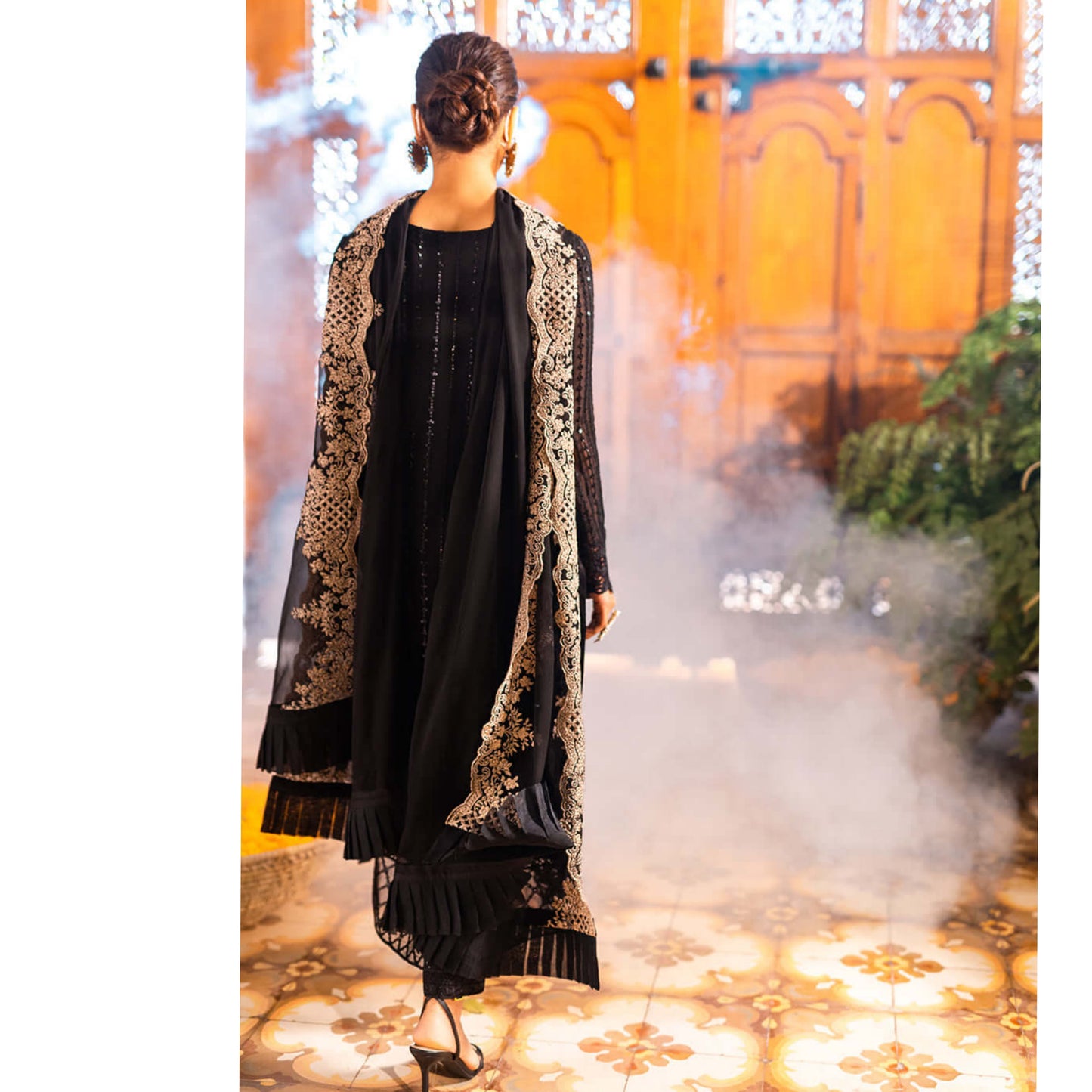 UA-101 Azure Inspired Embroidered Chiffon 3 Pc Dress | UMNAA
