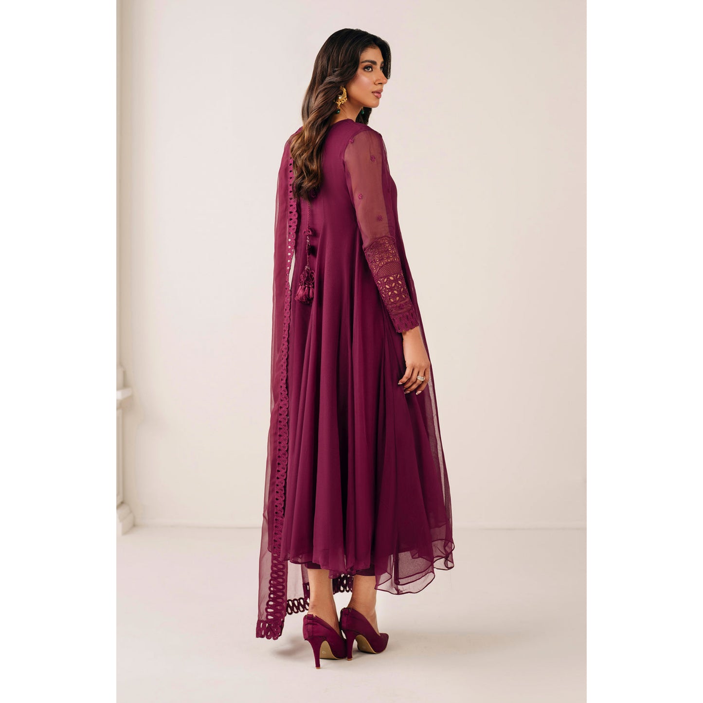 UA-97 Luxury Embroidered Chiffon Frock Collection 3 Pc | Ready to Wear | Umnaa