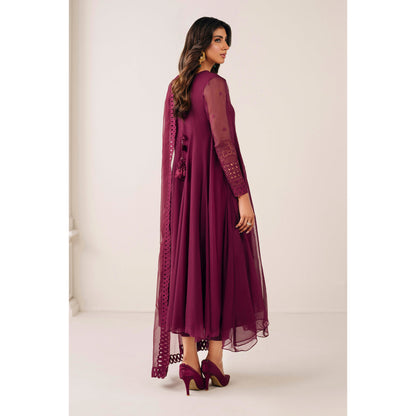 UA-97 Luxury Embroidered Chiffon Frock Collection 3 Pc | Ready to Wear | Umnaa