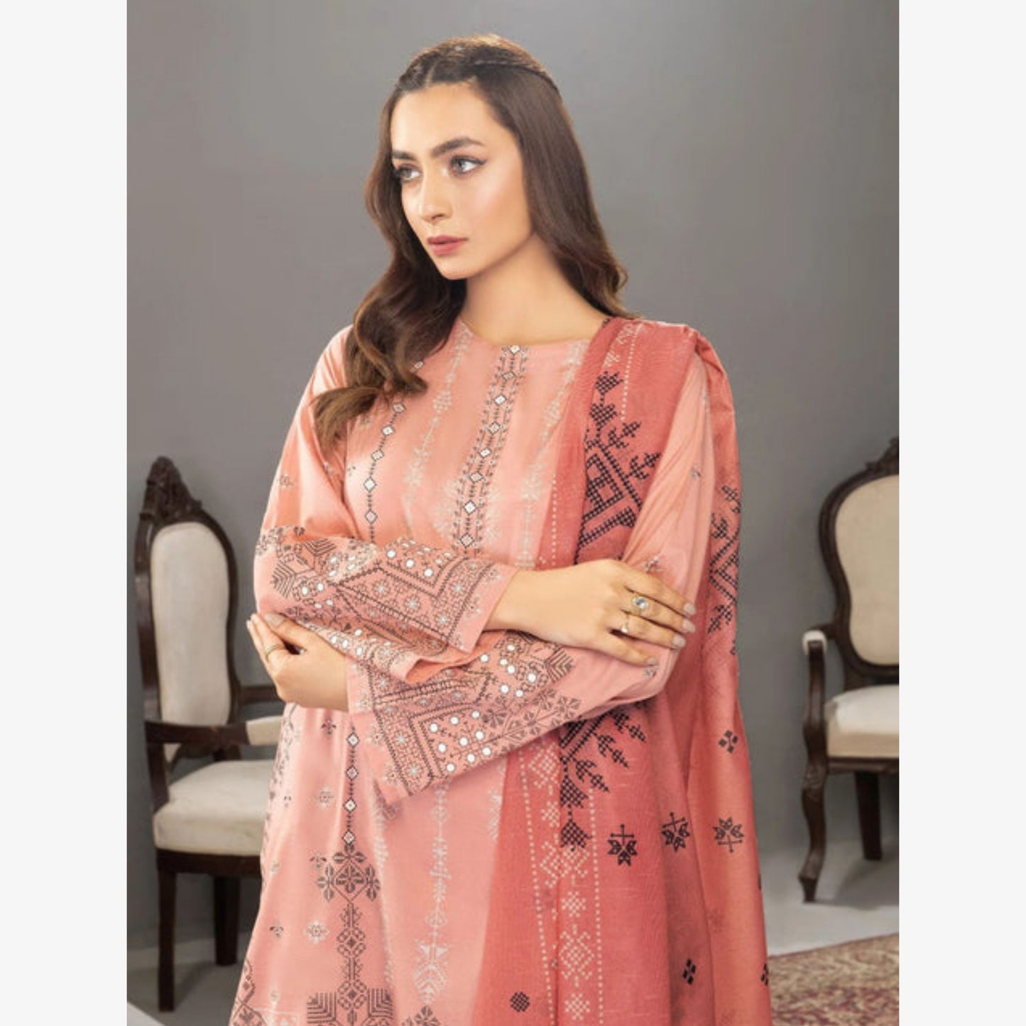 U1623 (Pink) Printed Lawn 3 Dress by Limelight
