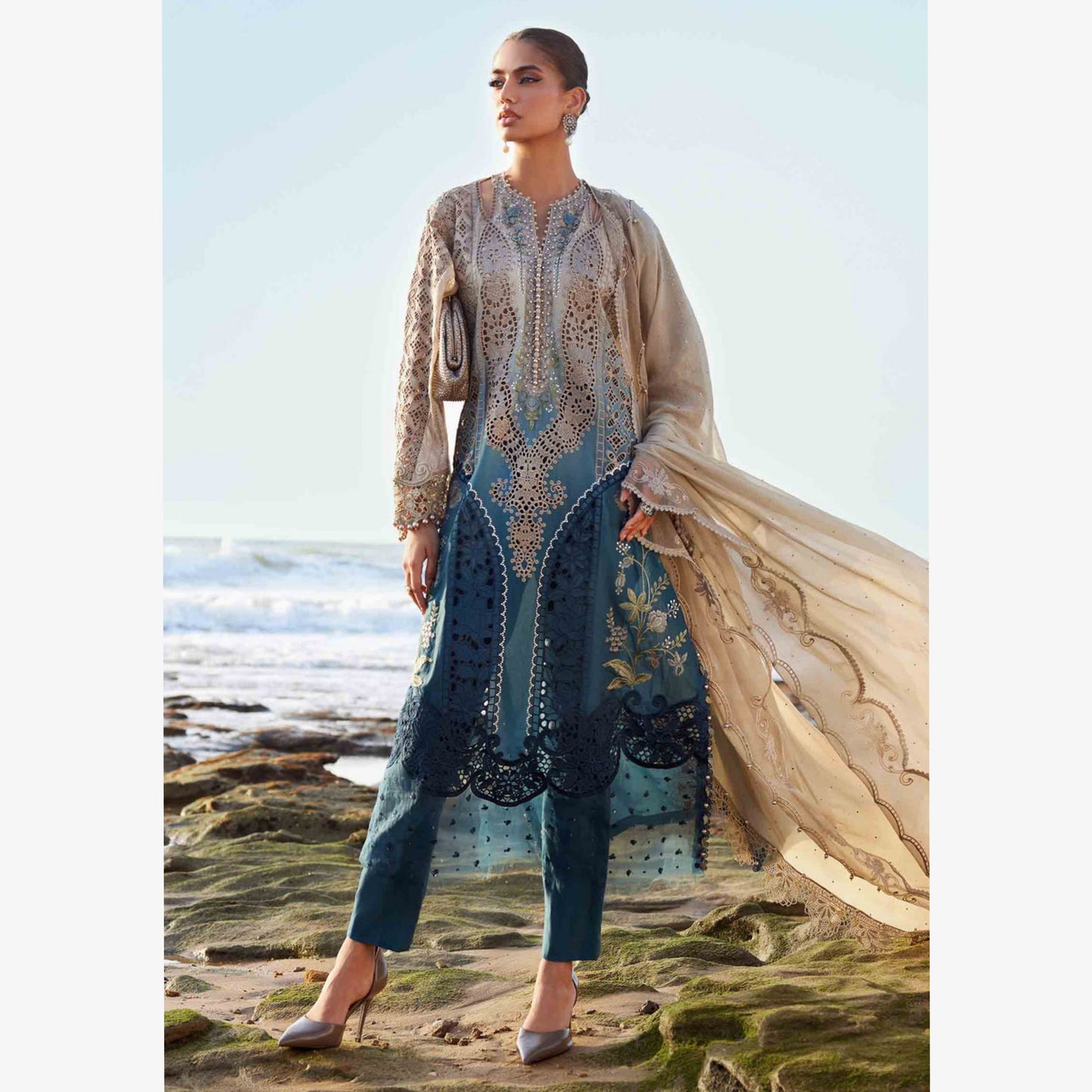 UMS-31 Luxury MARIA.B inspired Embroidered Ready to Wear 3 Pc Dress by Simrans
