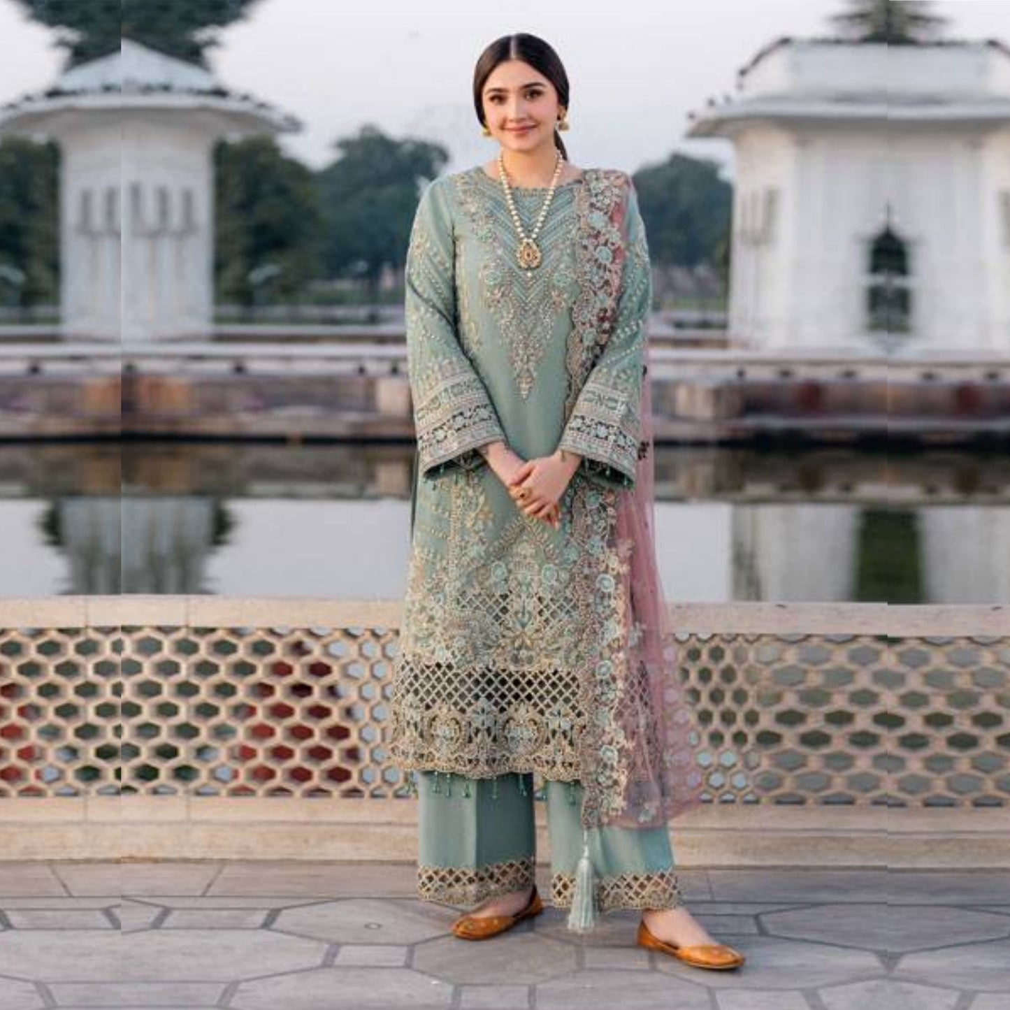UA-111 IMROZIA inspired Luxury Embroidered Ready to Wear Dress by Umnaa