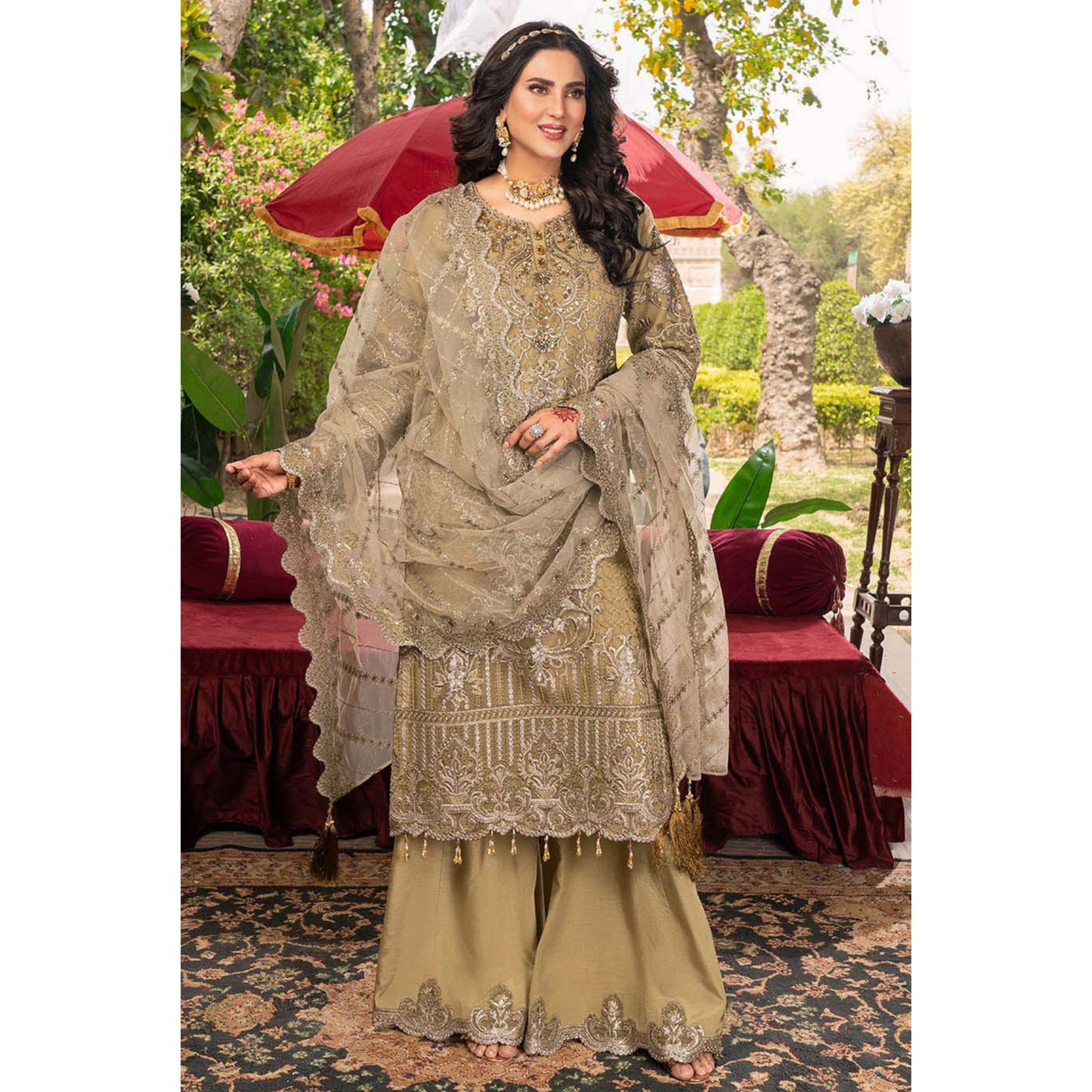 UA-111 IMROZIA inspired Luxury Embroidered Ready to Wear Dress by Umnaa