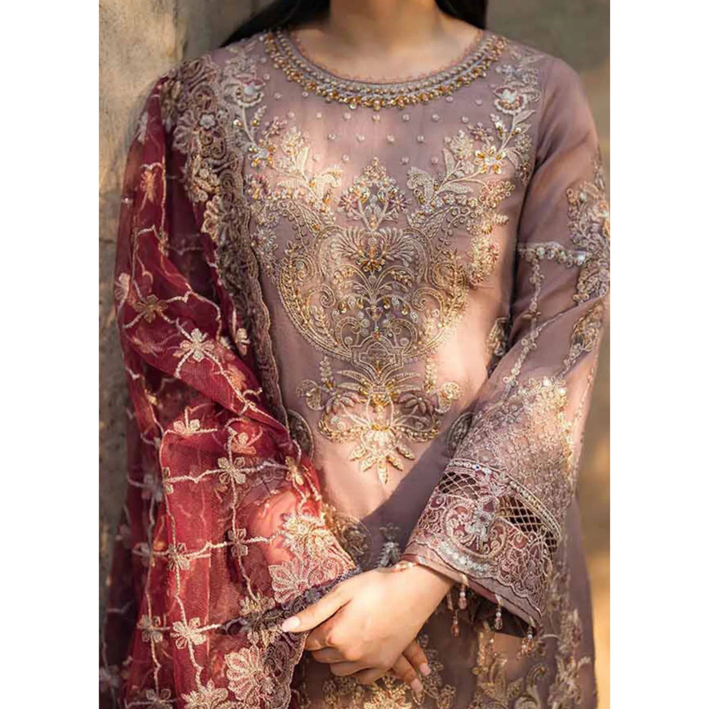 UA-111 IMROZIA inspired Luxury Embroidered Ready to Wear Dress by Umnaa