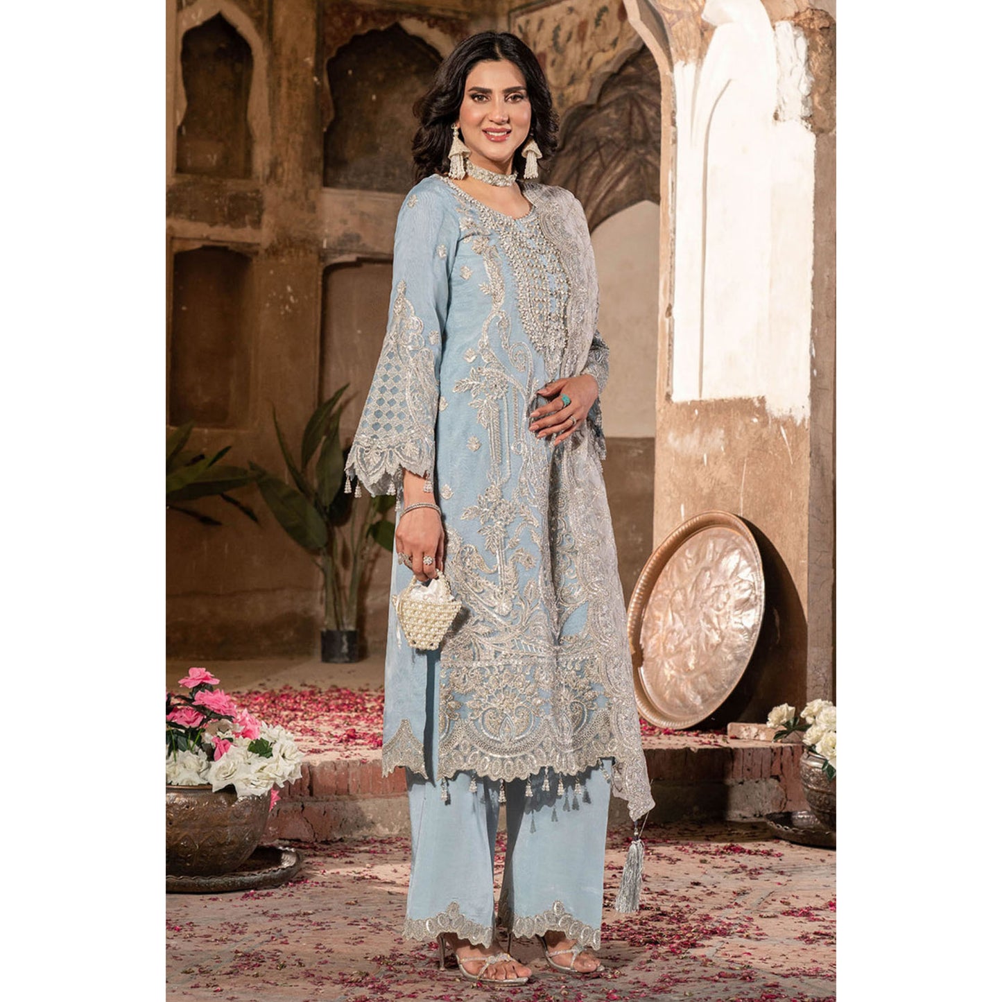 UA-111 IMROZIA inspired Luxury Embroidered Ready to Wear Dress by Umnaa