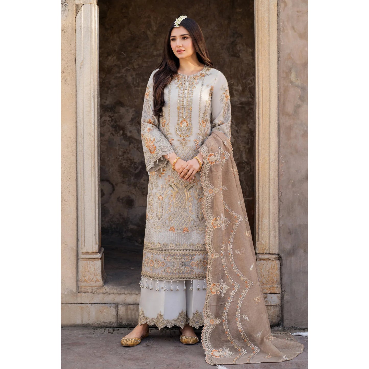 UA-111 IMROZIA inspired Luxury Embroidered Ready to Wear Dress by Umnaa