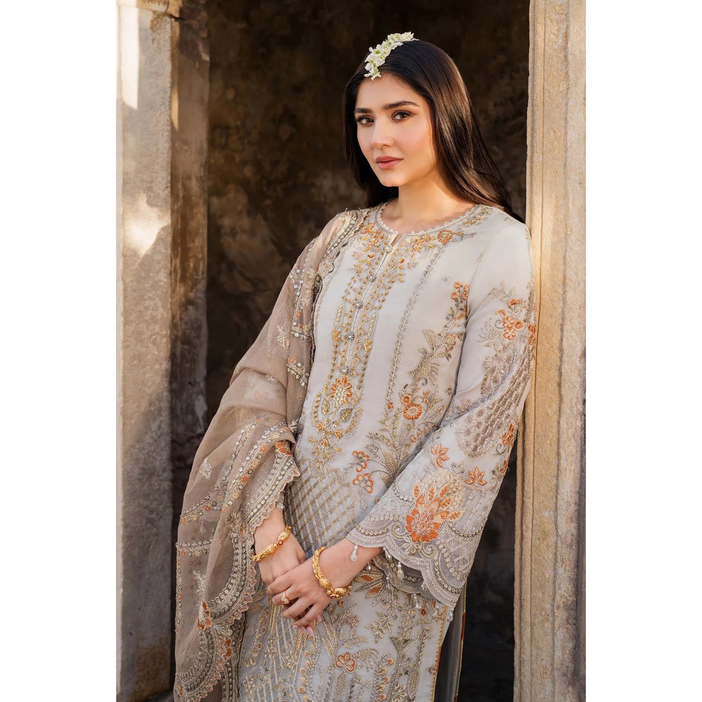 UA-111 IMROZIA inspired Luxury Embroidered Ready to Wear Dress by Umnaa
