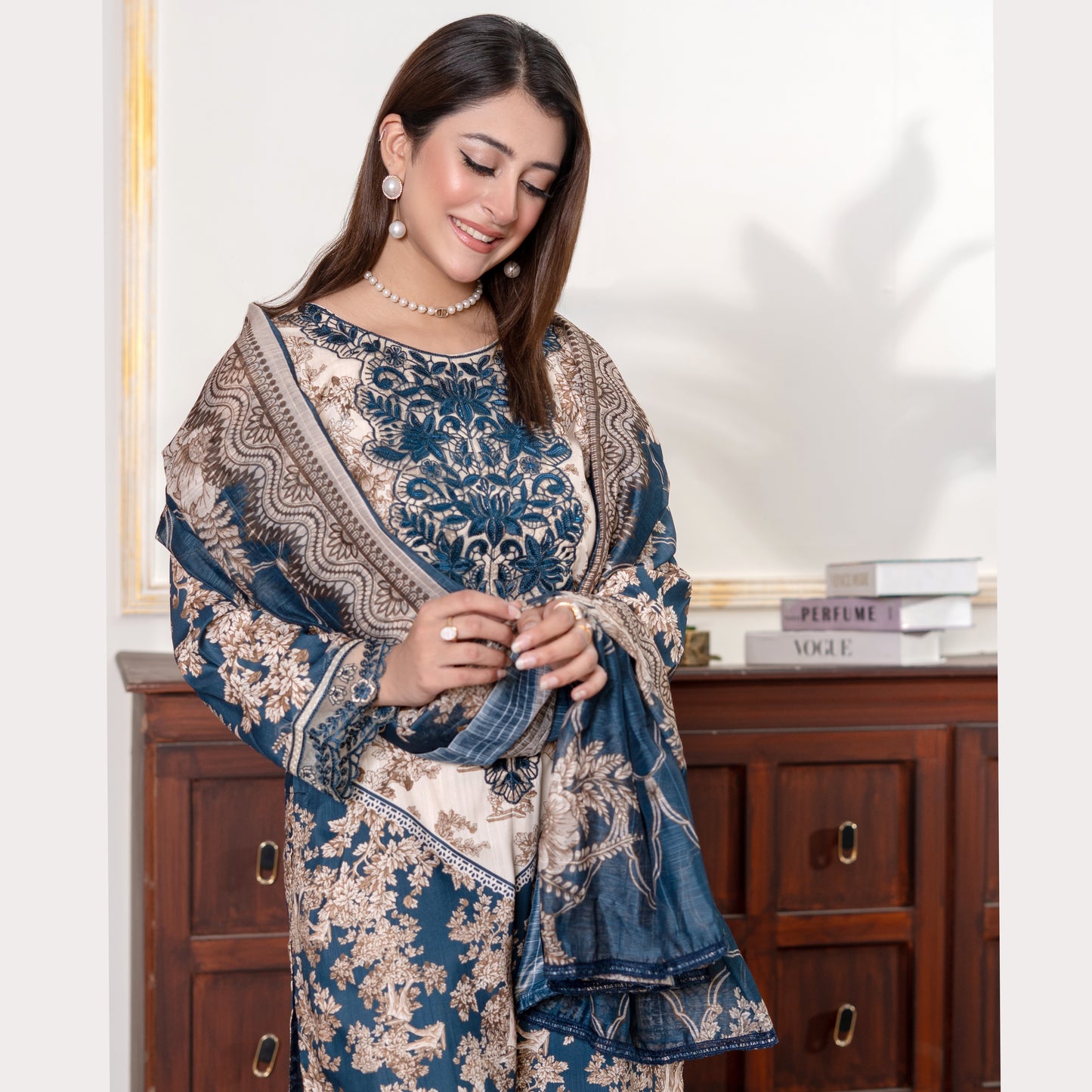 UA-121 Embroidered Printed 3 Pc Winter Collection by Umnaa