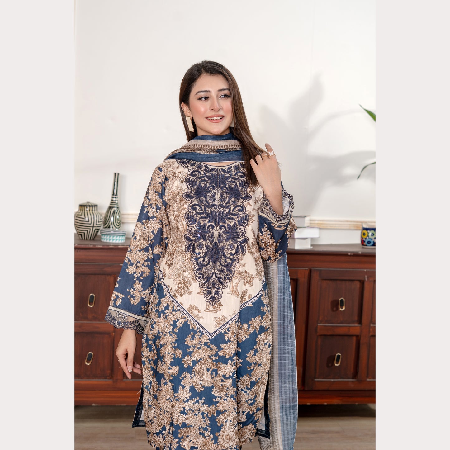 UA-121 Embroidered Printed 3 Pc Winter Collection by Umnaa