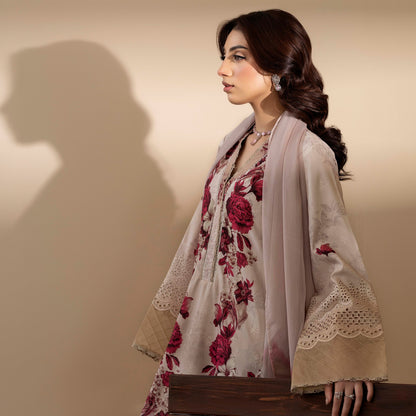 UTT-14 AMALTAS Printed Embroidered Slub Khaddar Collection by Traditional Thread