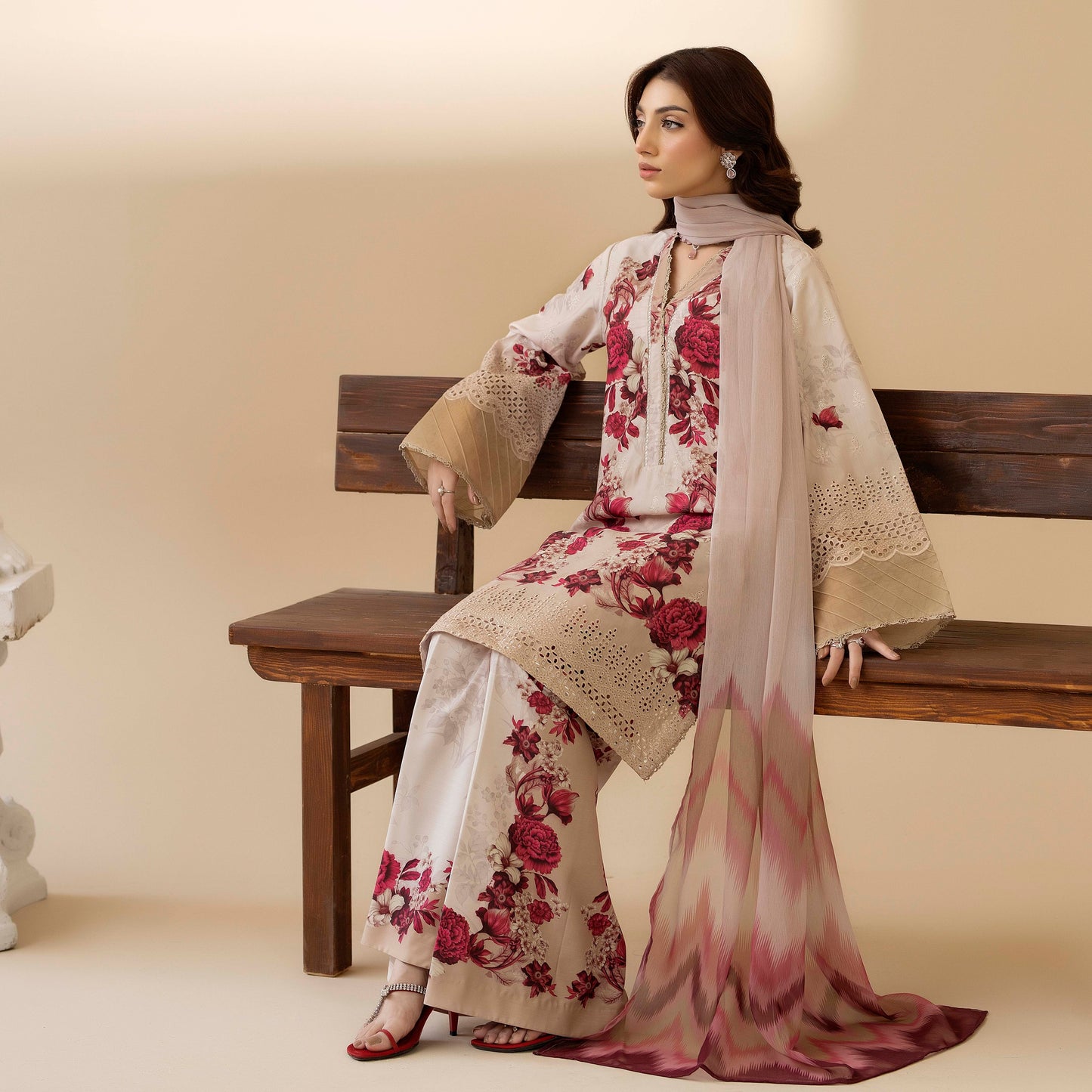 UTT-14 AMALTAS Printed Embroidered Slub Khaddar Collection by Traditional Thread