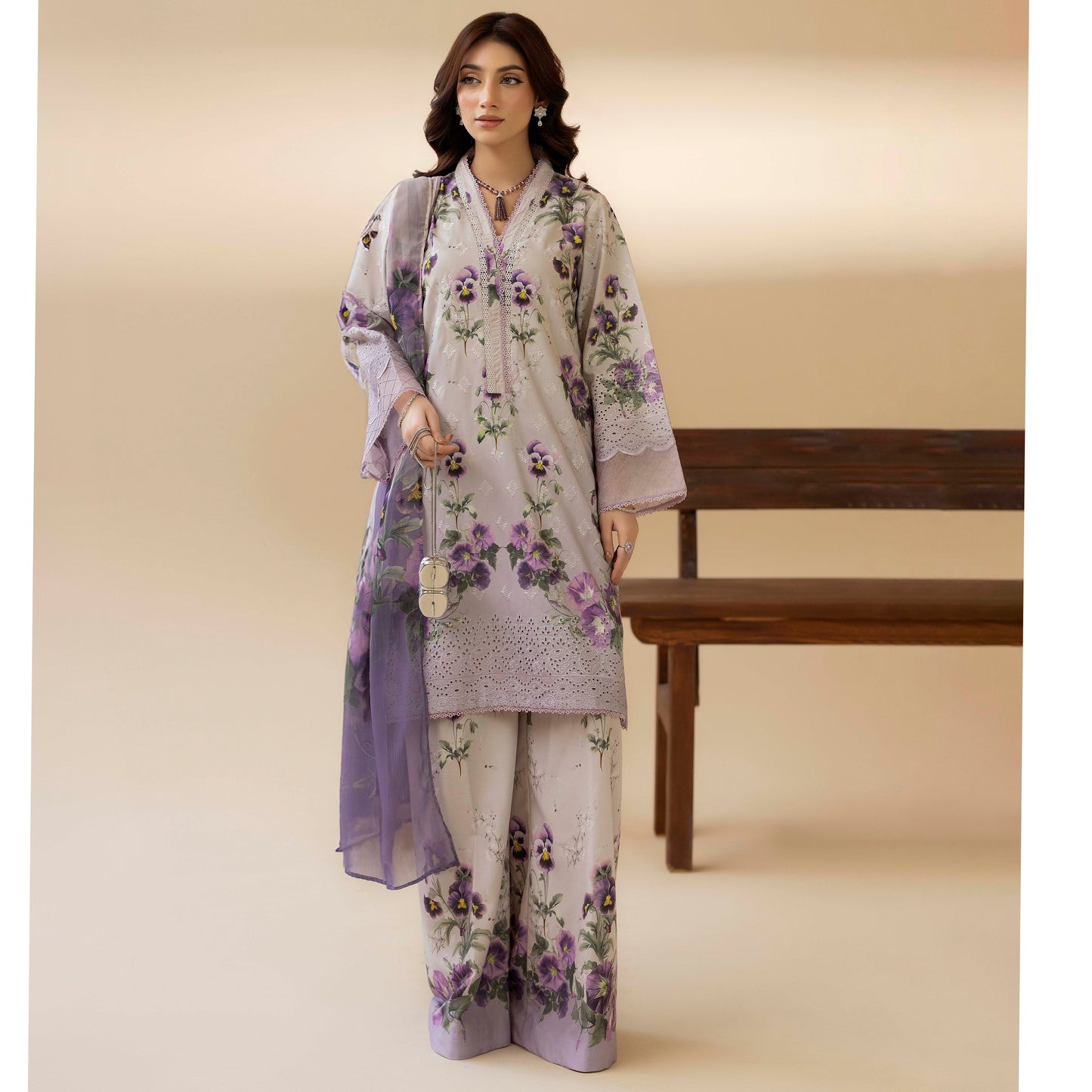 UTT-14 AMALTAS Printed Embroidered Slub Khaddar Collection by Traditional Thread