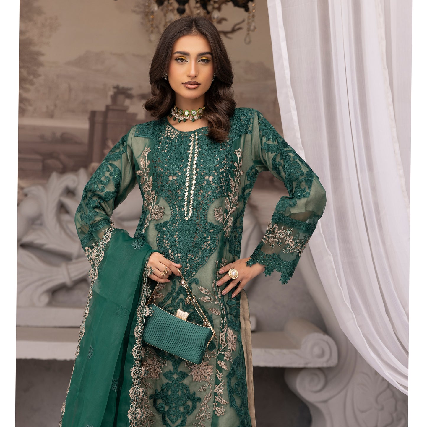 UMS-49 Maria B X Simrans Embroidered Organza Collection | Asian Clothes | Ready to Wea
