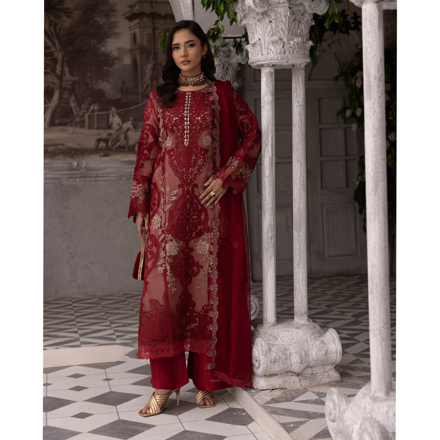 UMS-49 Maria B X Simrans Embroidered Organza Collection | Asian Clothes | Ready to Wea