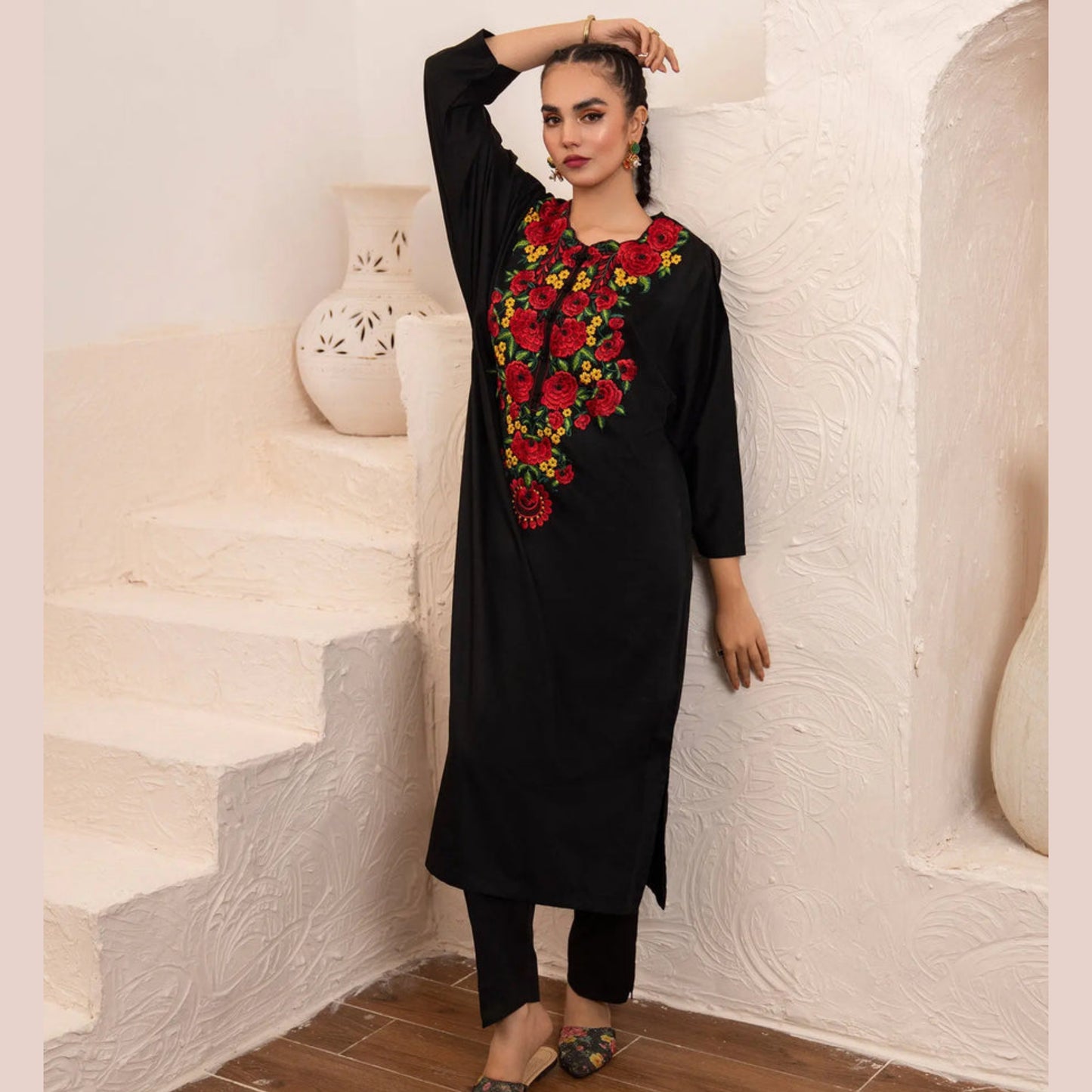 USP-02 Embroidered 2 pc Cotton Satin Co-Ords Dress by Sha Posh | Pakistani Dress Asian Clothes