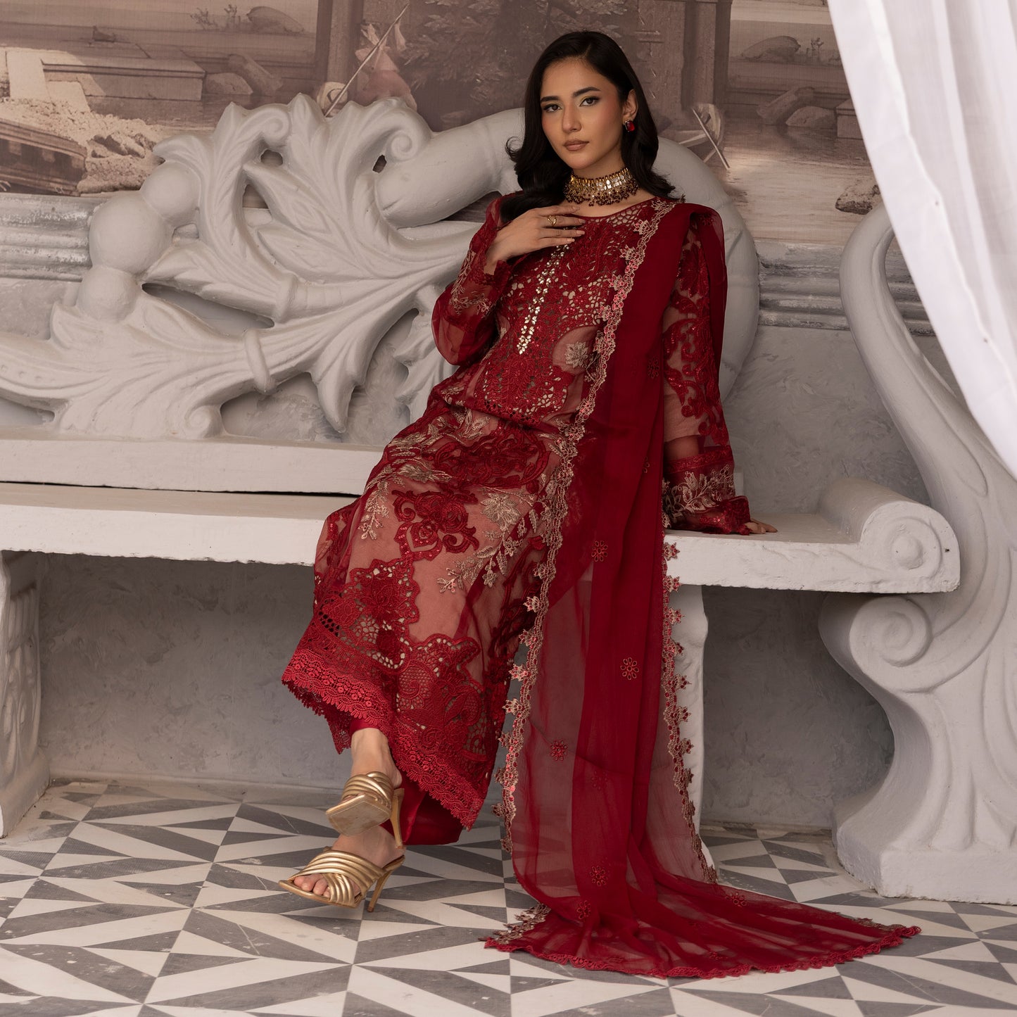 UMS-49 Maria B X Simrans Embroidered Organza Collection | Asian Clothes | Ready to Wea