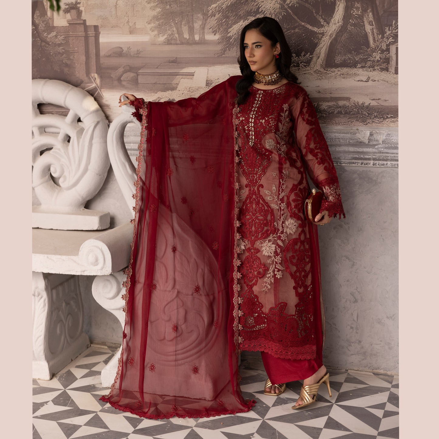 UMS-49 Maria B X Simrans Embroidered Organza Collection | Asian Clothes | Ready to Wea