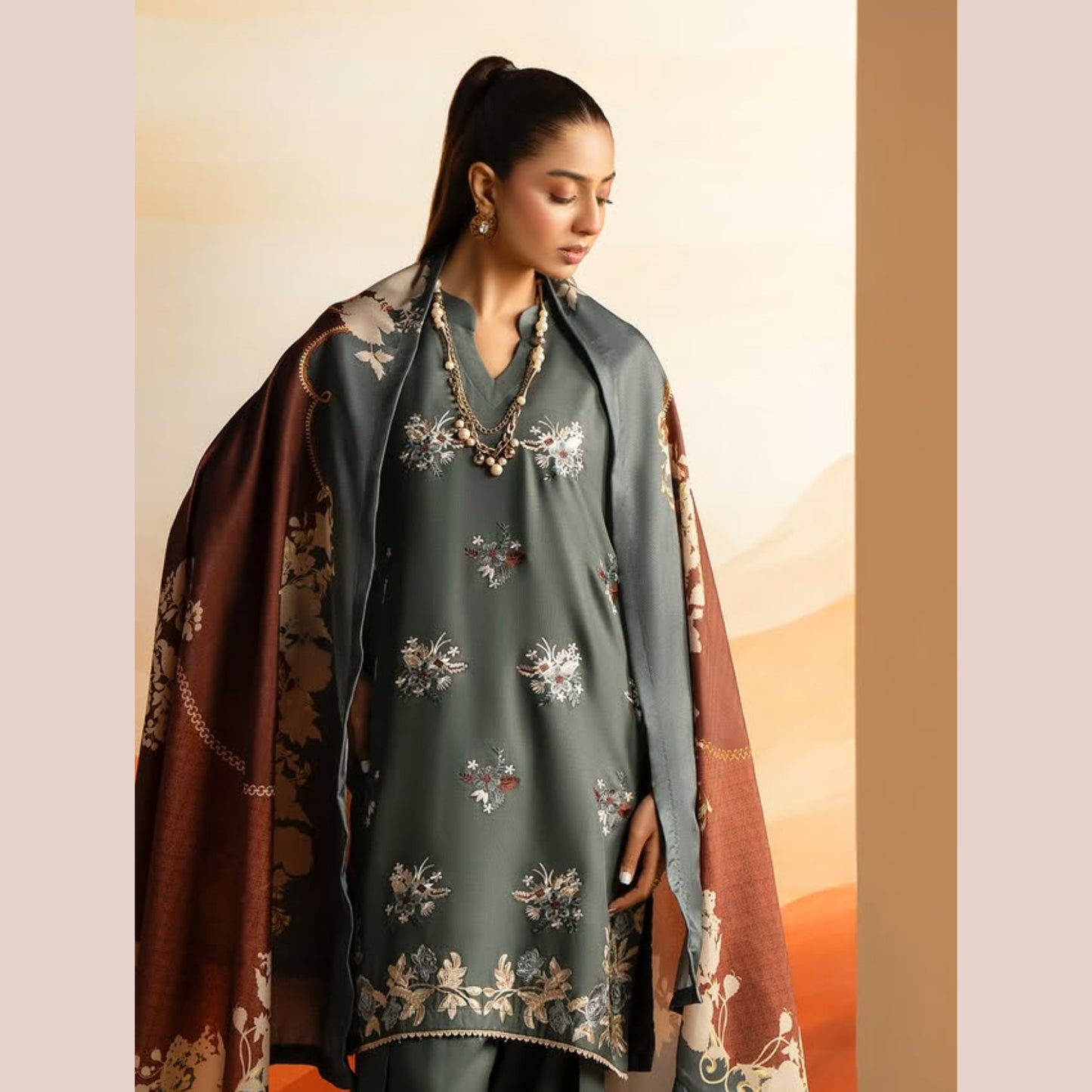 RA-25 Embroidered Dhanak Collection by Raniya.h