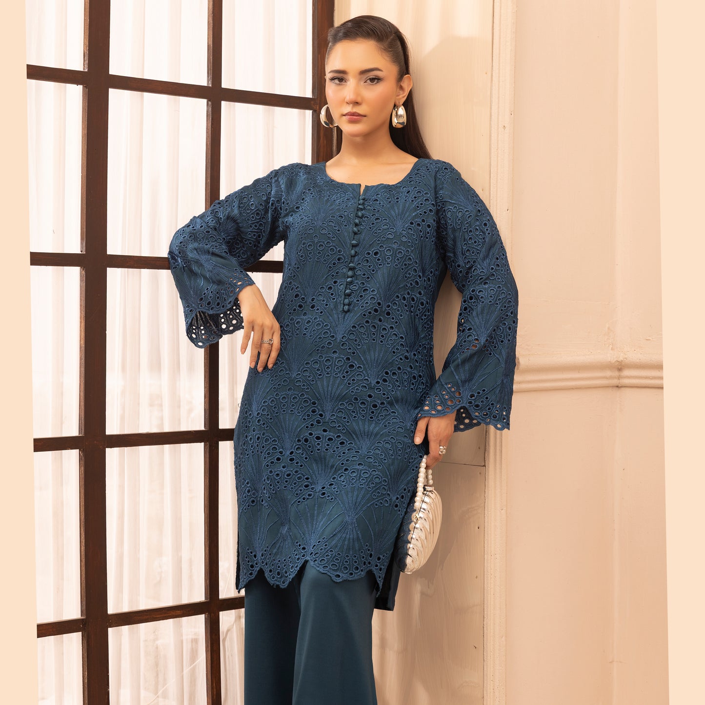 UMS-58 "Heidi" Linen Chikenkari Co-Ords 2 pc Set by Simrans