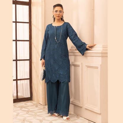 UMS-58 "Heidi" Linen Chikenkari Co-Ords 2 pc Set by Simrans