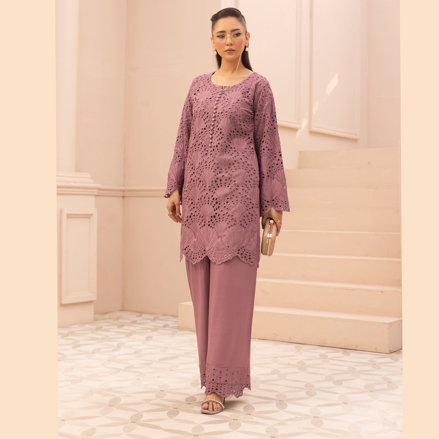 UMS-58 "Heidi" Linen Chikenkari Co-Ords 2 pc Set by Simrans