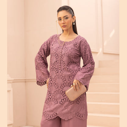 UMS-58 "Heidi" Linen Chikenkari Co-Ords 2 pc Set by Simrans